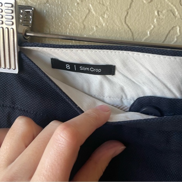 Talbots Slim Crop Scalloped Hem Navy Blue Slacks - Picture 5 of 7